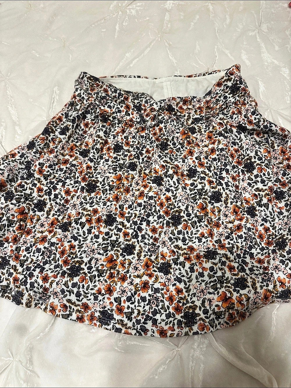 Crewcuts Girls' Floral Crinkle Knit Skort White & Orange Size 16
